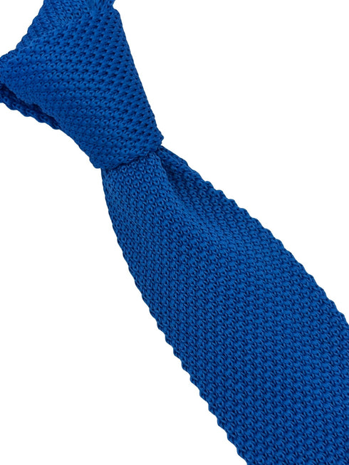royal blue knitted tie with pointed end